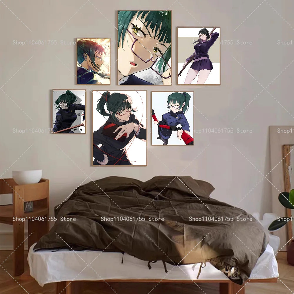 Jujutsu Kaisen Maki Zenin Anime Poster – Self-Adhesive Wall Art Anime Wall Poster Axl