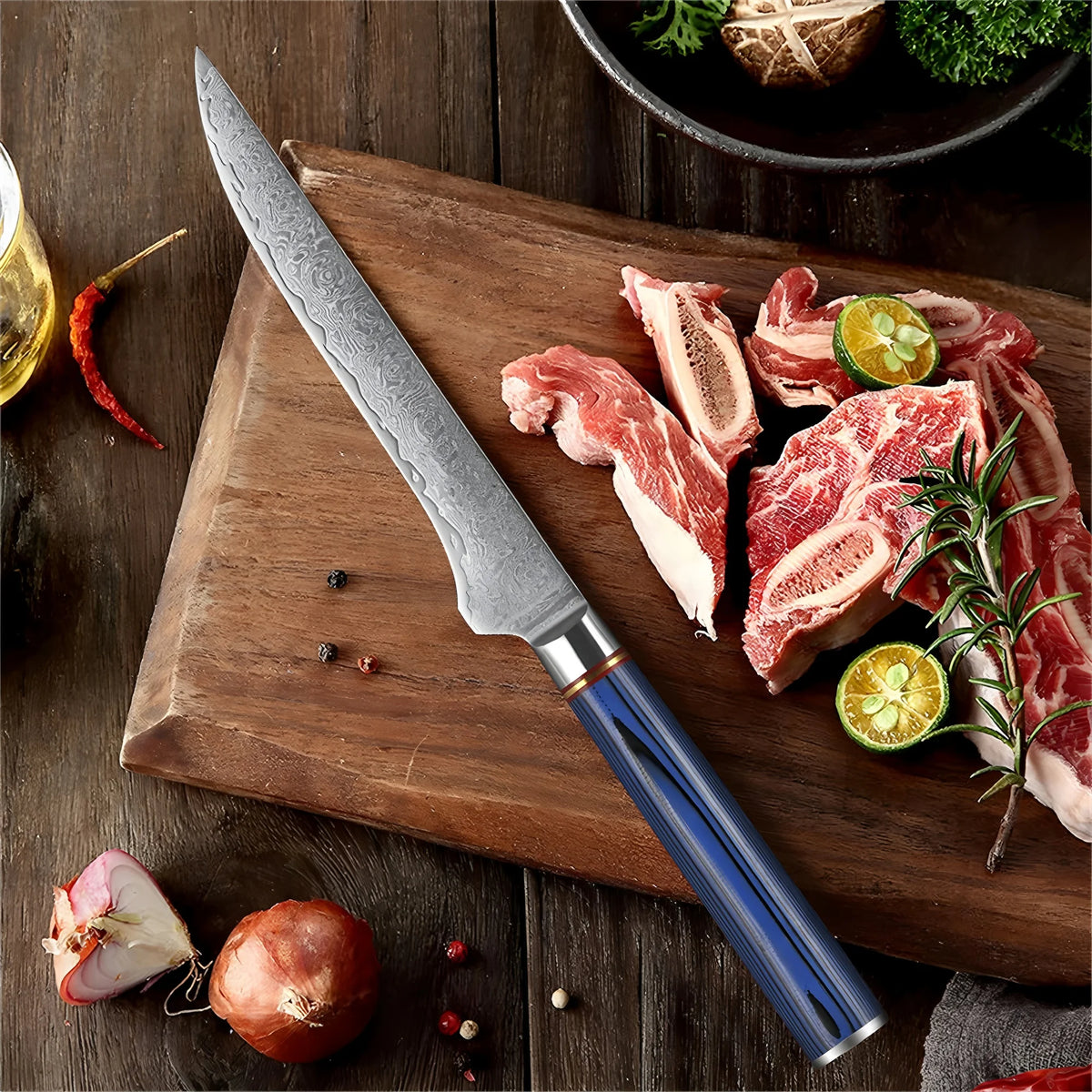 67-Layer Damascus Steel Boning Knife – Handmade Kitchen Knife Damascus Boning Knife Axl Boning Knife