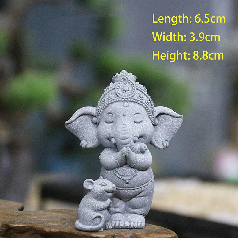 Stone Elephant Prayer Statue – Guardian Home Décor Figure Decorative Figurine Axl A4