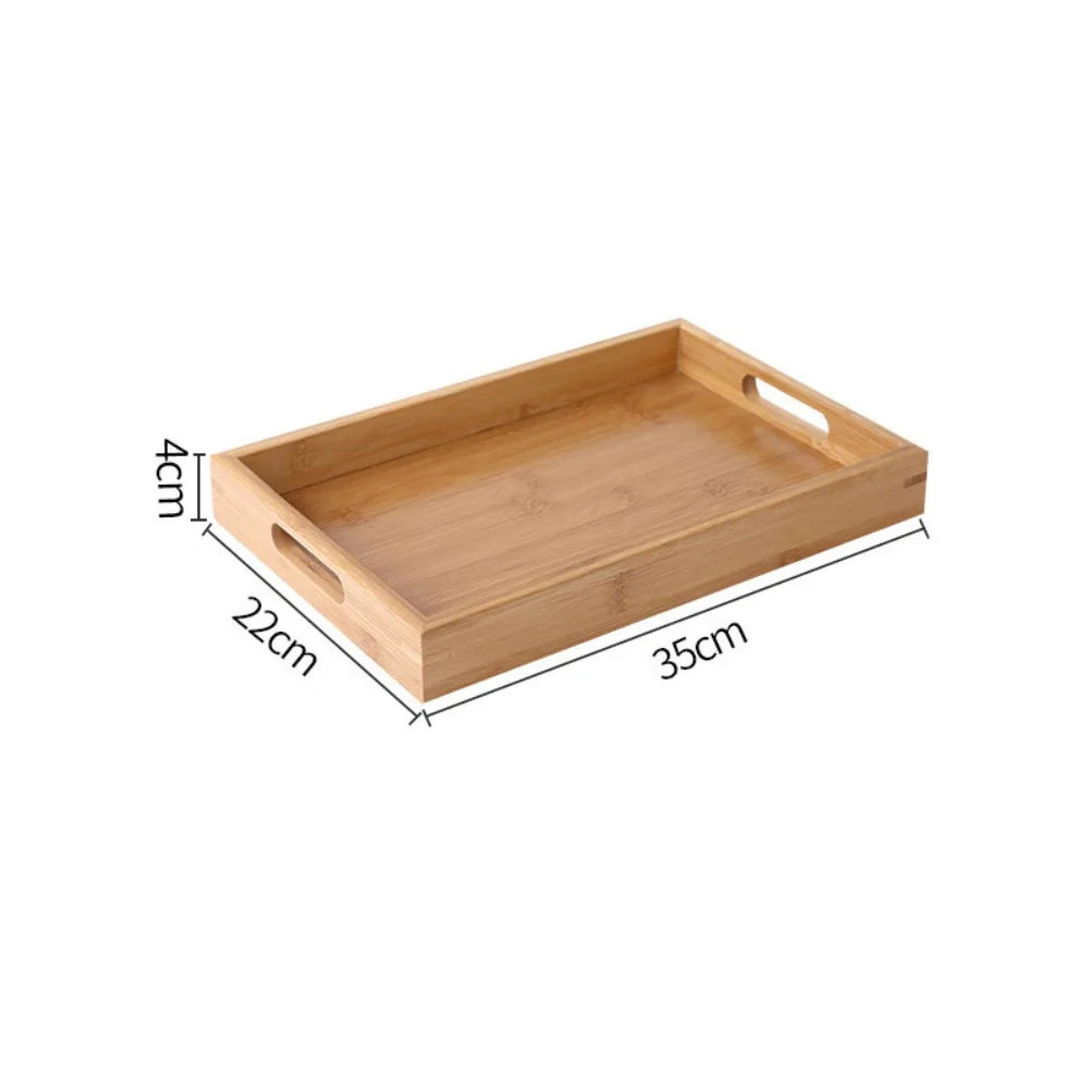 Retro Bamboo Storage Tray Organizer – Coffee Table & Tea Tray Bamboo Serving Tray Axl 35-22-4cm