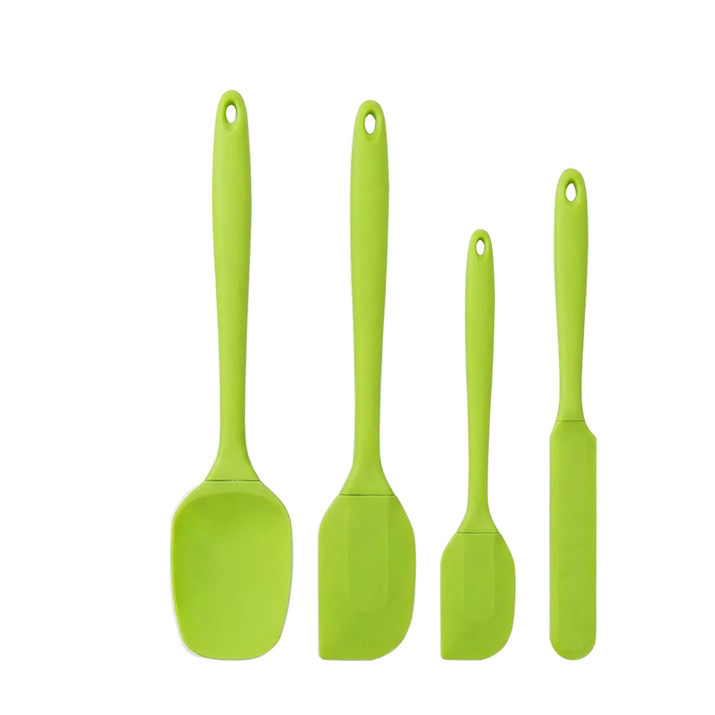 4-Pc Silicone Spatula Set – High Heat Nonslip Kitchen Scrapers Silicone Spatula Set Axl green