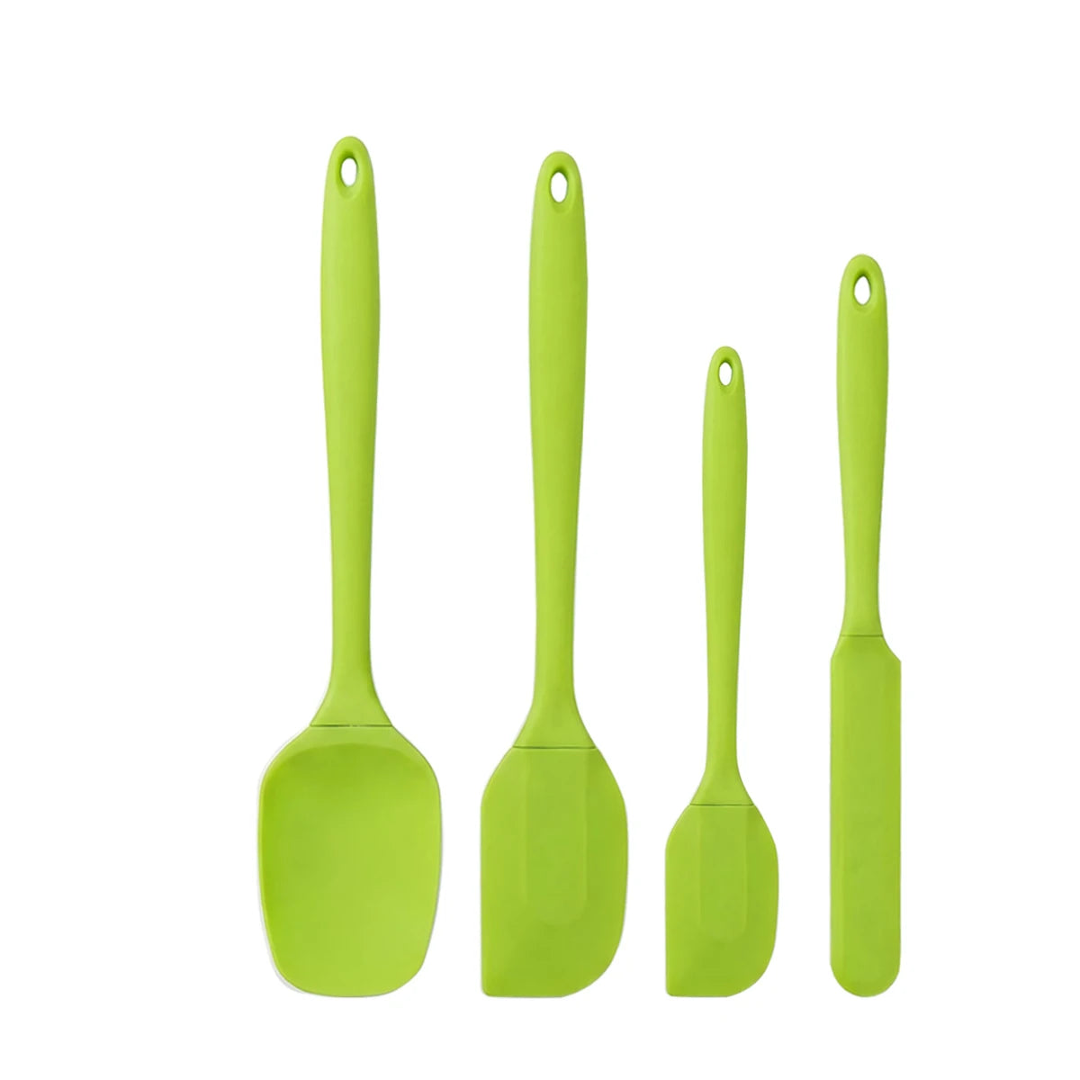 4-Pc Silicone Spatula Set – High Heat Nonslip Kitchen Scrapers Silicone Spatula Set Axl green