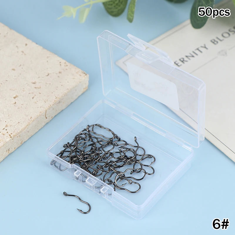 50-Pack Crank Fishing Hooks – High Carbon Steel, Sizes 5#–14# Fishing Hooks Axl A2