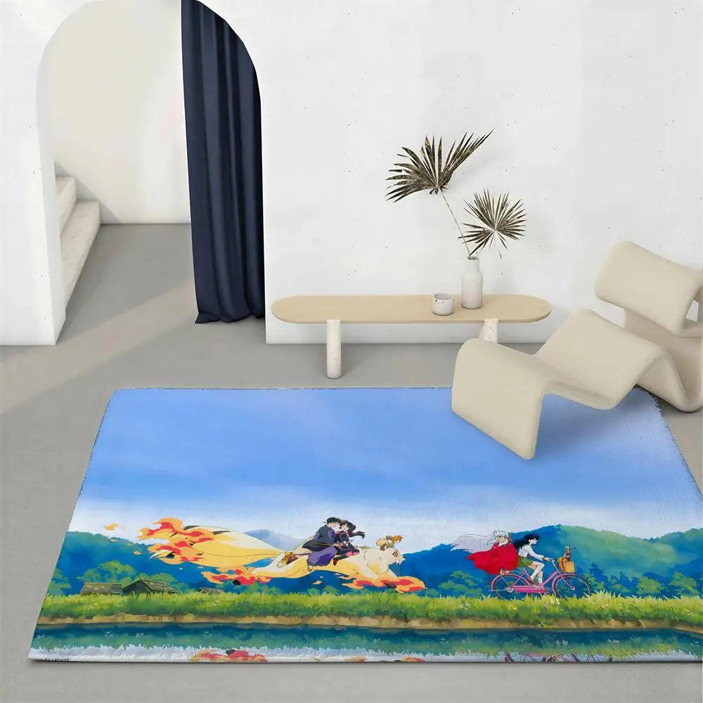 Anime Inuyasha Flannel Floor Mat – Non-Slip Soft Indoor Rug Anime Floor Mat Axl White1 40x60cm
