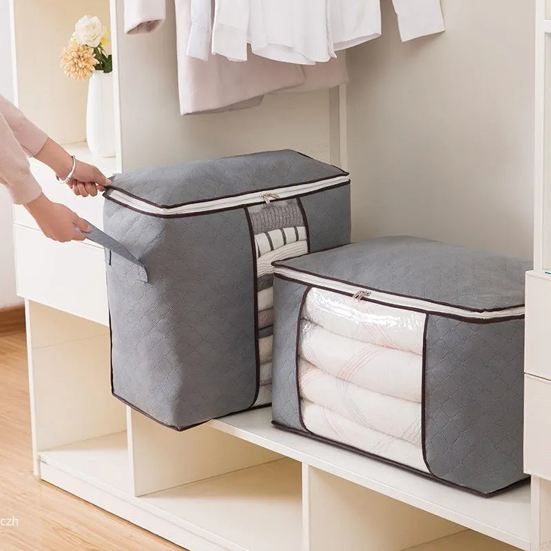 Foldable Quilt & Bedding Storage Bag – Large Non-Woven Organizer Bedding Storage Bag Axl
