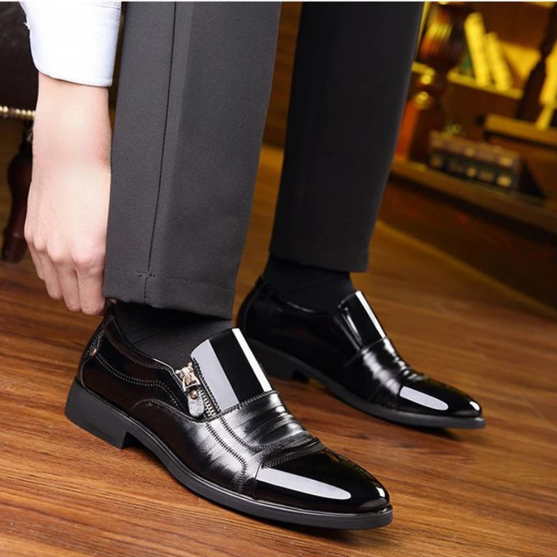 YBQJOO Men's Pointed Toe Zipper Loafers | Business Casual Shoes Men's Loafers Axl