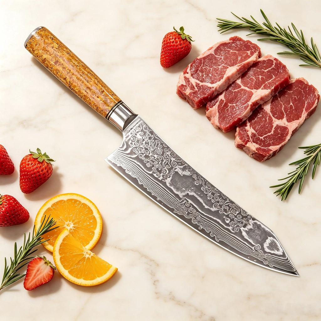 67-Layer Damascus Steel Kiritsuke Chef Knife – 8" Kitchen Blade Damascus Chef Knife Axl