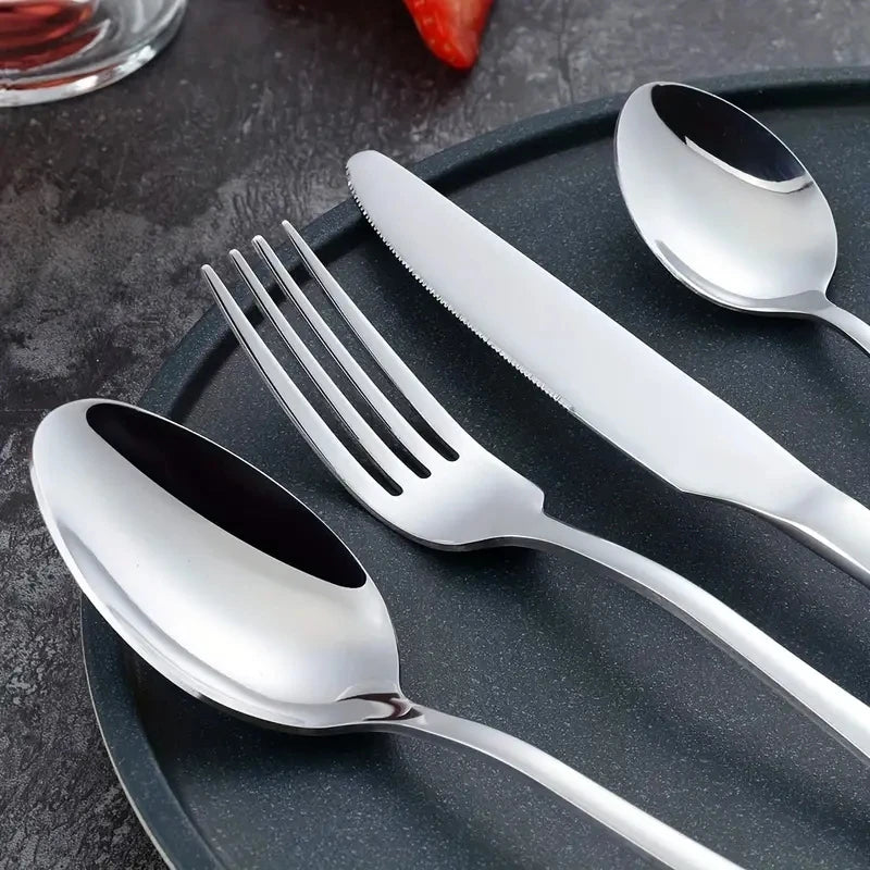 16-Piece Stainless Steel Cutlery Set – Knives, Forks & Spoons Flatware Set Axl