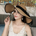 Women's Foldable Wide Brim Straw Sun Hat – UV Beach Travel Wide Brim Sun Hat Axl A one size