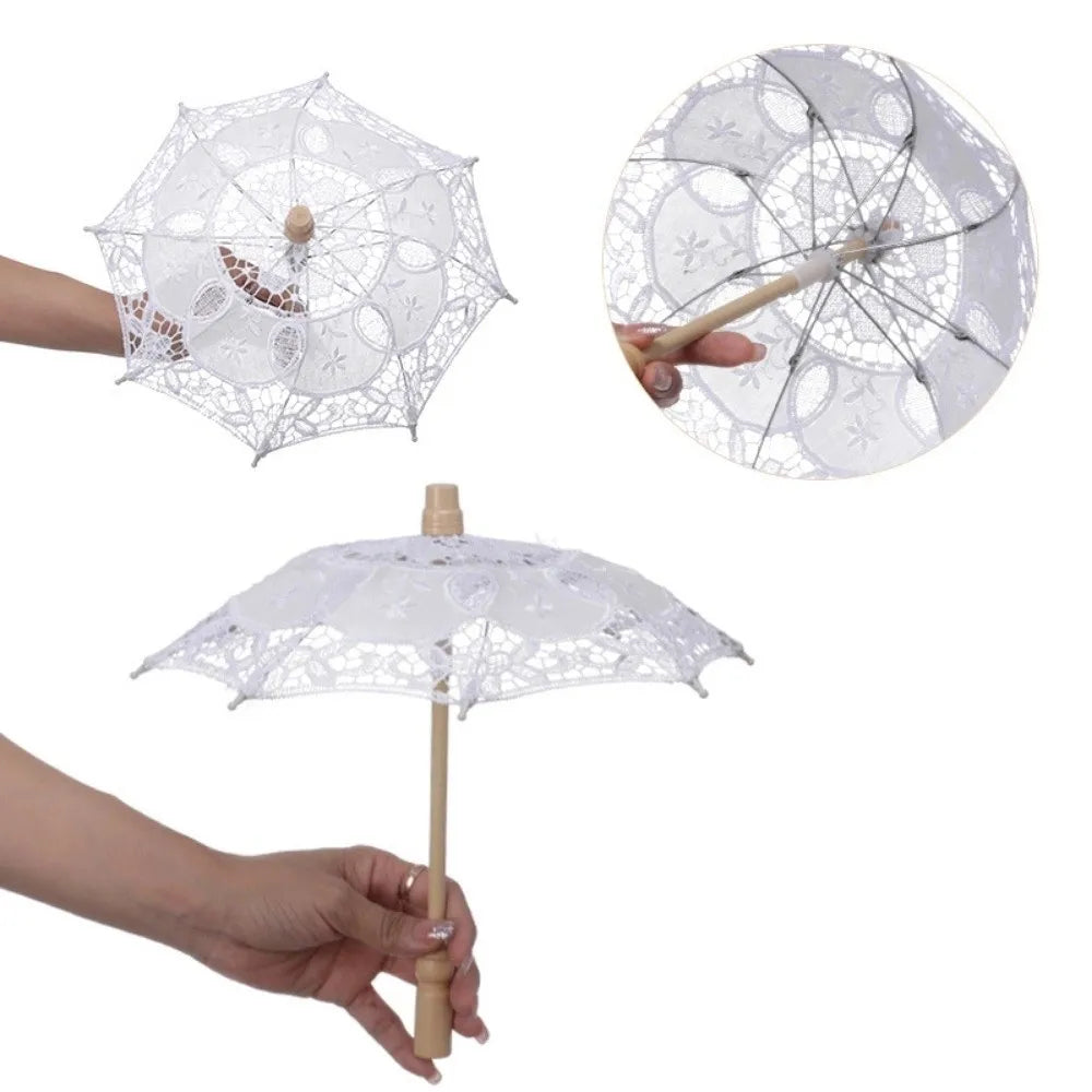 Lace Parasol Umbrella – Wedding Prop & Flower Girl Décor Decorative Lace Parasol Axl white-26cm