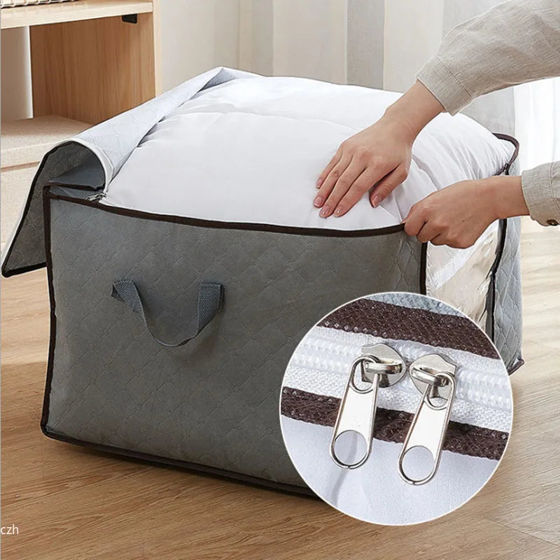 Foldable Quilt & Bedding Storage Bag – Large Non-Woven Organizer Bedding Storage Bag Axl