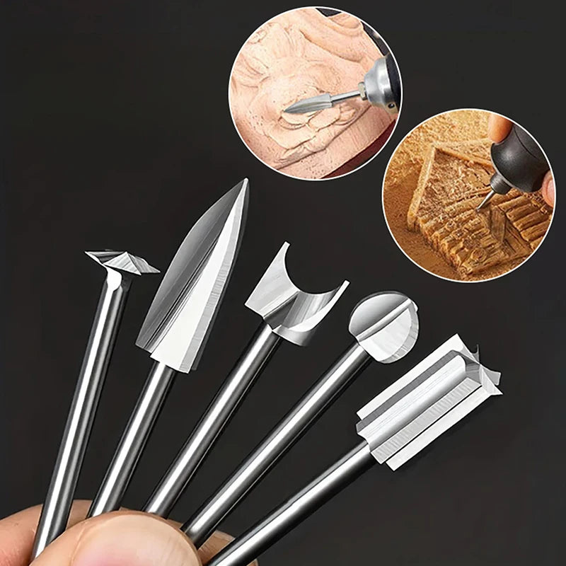 Wood Carving Drill Bits 5/6Pcs – 3mm Shank for Dremel Tools Rotary Carving Bits Axl