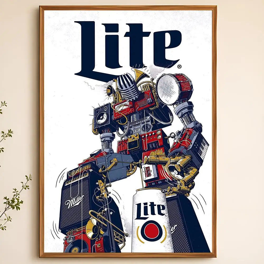 Miller Lite Beer Poster – Waterproof Self-Adhesive Wall Art Decorative Wall Poster Axl White15 60X90cmNoframe