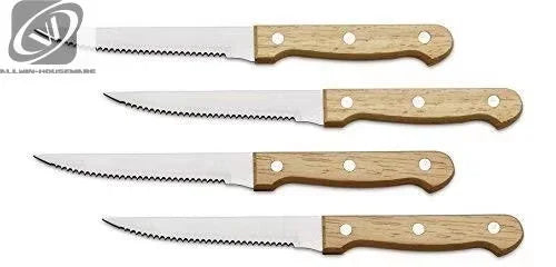 Serrated Steak Knives Set – Stainless Steel & Wood Handle Steak Knife Set Axl 4 PCS SET
