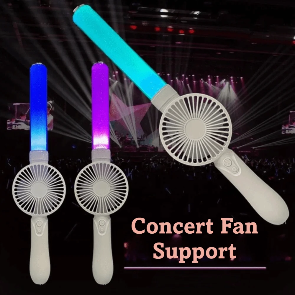 RGB LED Light-Up Rechargeable Handheld Fan – Music & Glow LED Handheld Fan Axl
