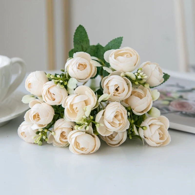 Artificial Silk Rose Tea Bud Flowers – Wedding & Home Decor Artificial Silk Flowers Axl WHITE 1 PC