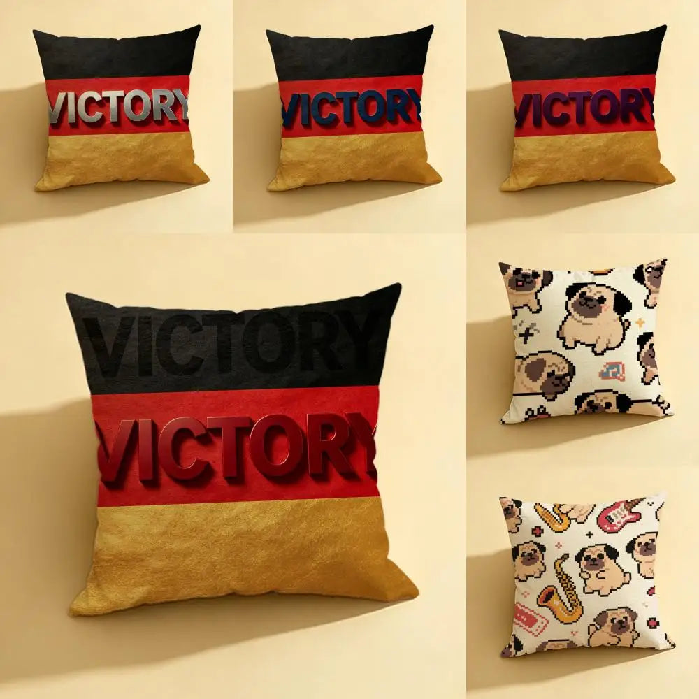 Pug Cartoon Linen Cushion Cover | Sofa, Bed & Chair Décor Decorative Cushion Cover Axl