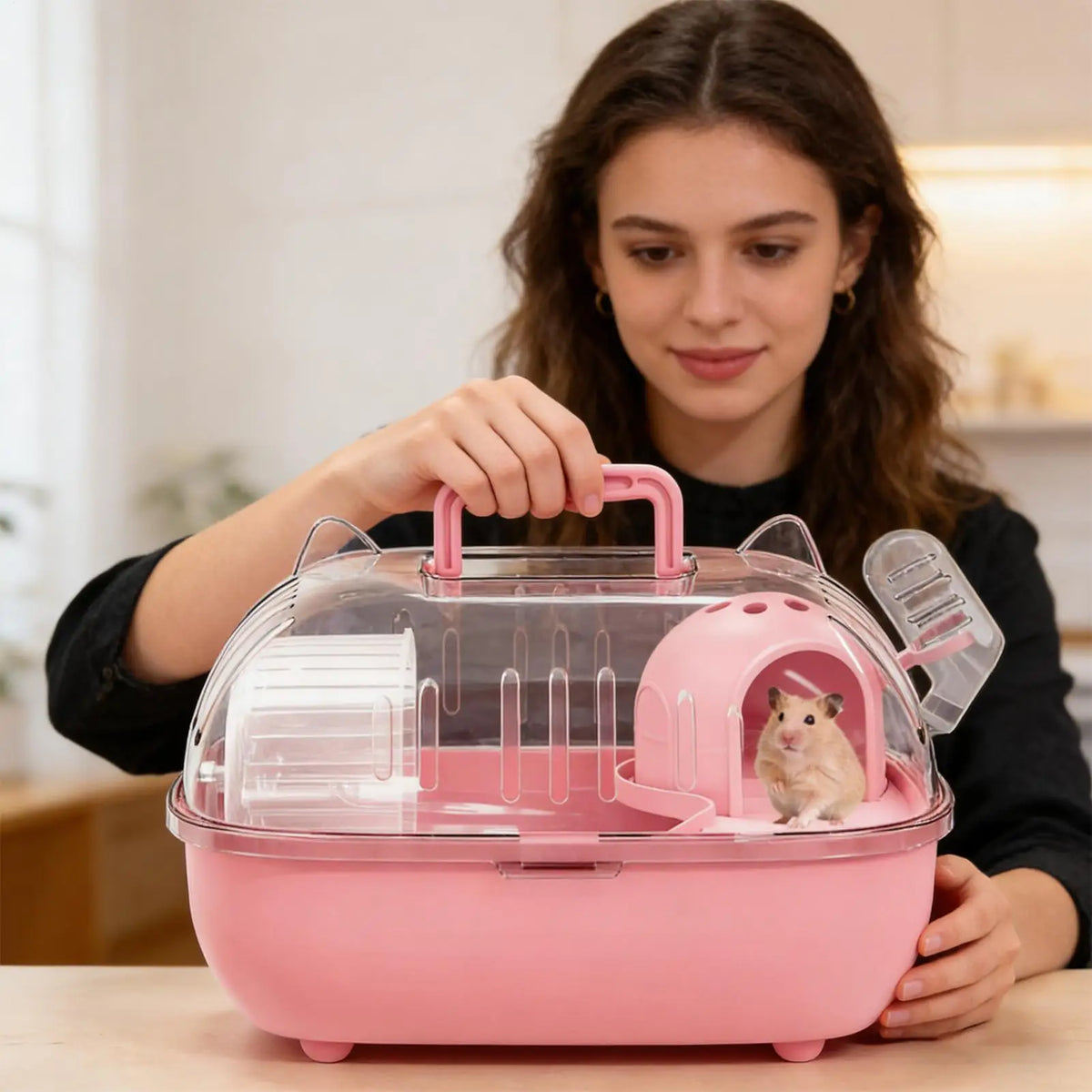 Travel Hamster Carrier Bag – Clear Double Layer Portable Cage Small Pet Carrier Axl Clear