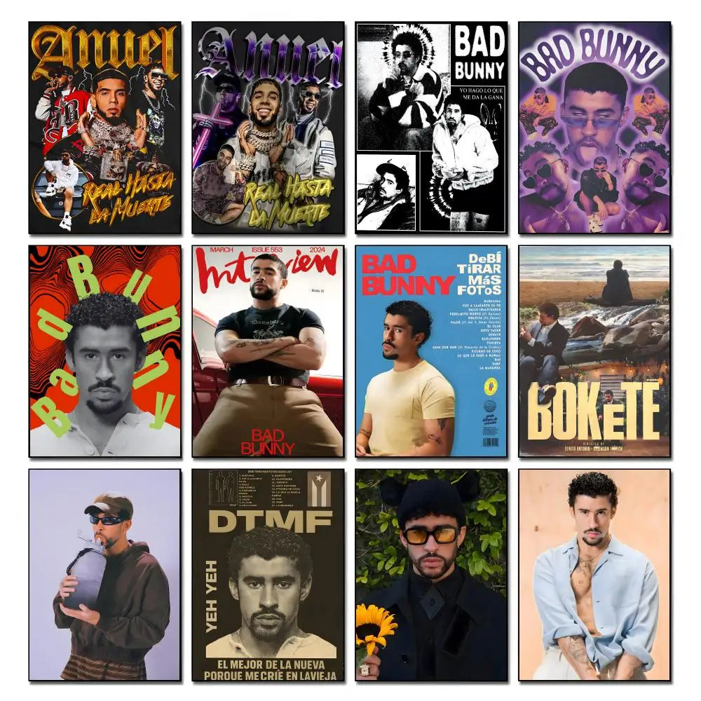 Bad Bunny Hip Hop Poster – HD Waterproof Sticky Wall Art Wall Art Poster Axl