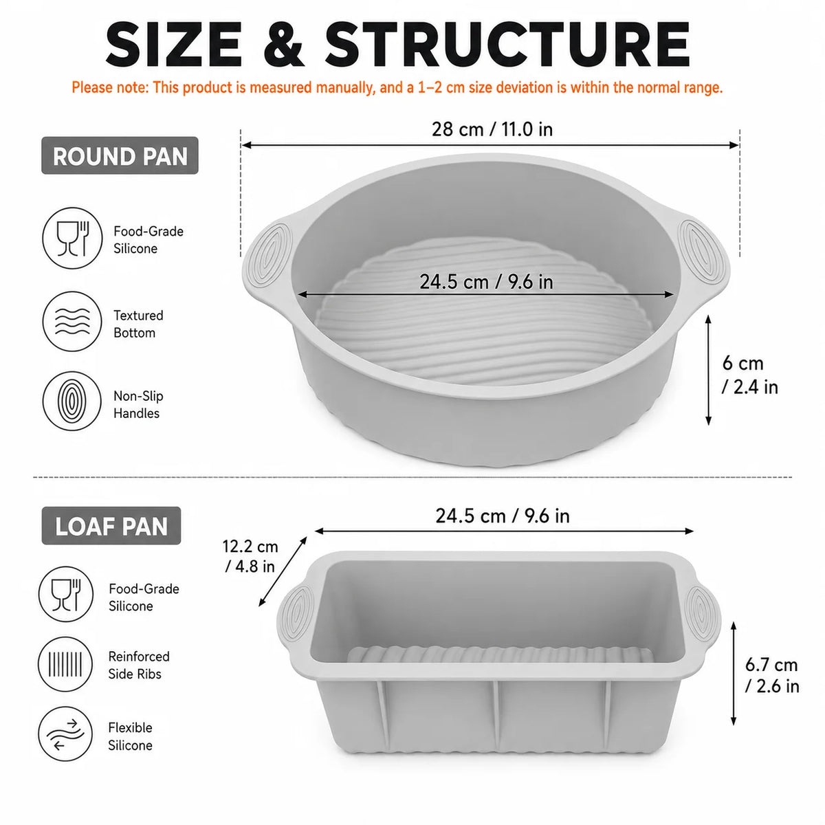 2-Pack Silicone Cake & Loaf Pan Set – Non-Stick Bakeware Silicone Bakeware Set Axl