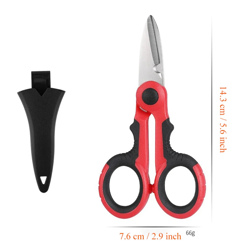 Stainless Steel Multi-Purpose Scissors – Fabric, Wire & Fishing Multi-Purpose Scissors Axl Scissors-Red