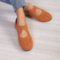 YBQJOO Women's Breathable Slip-On Flats – Lightweight Casual Shoes Women's Flat Shoes Axl Brown 38