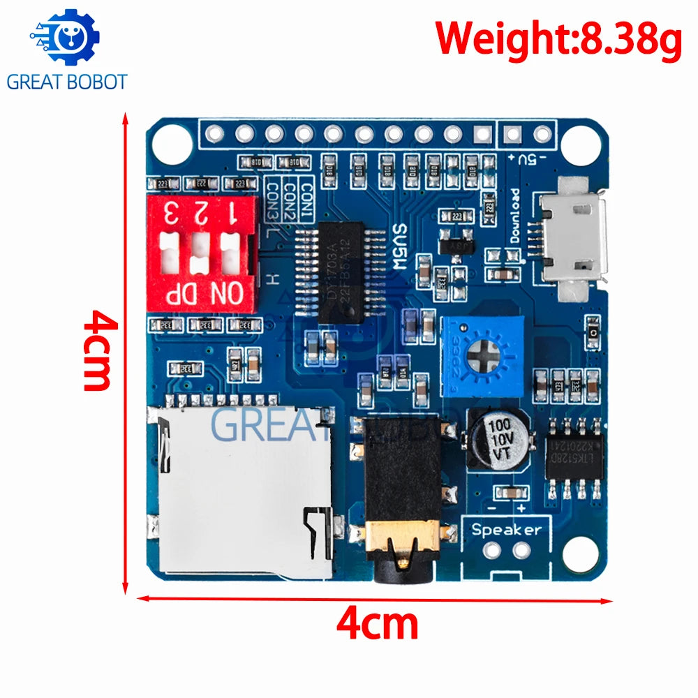 DY-SV5W 5W MP3 Voice Playback Module – UART I/O SD Arduino Audio Playback Module Axl
