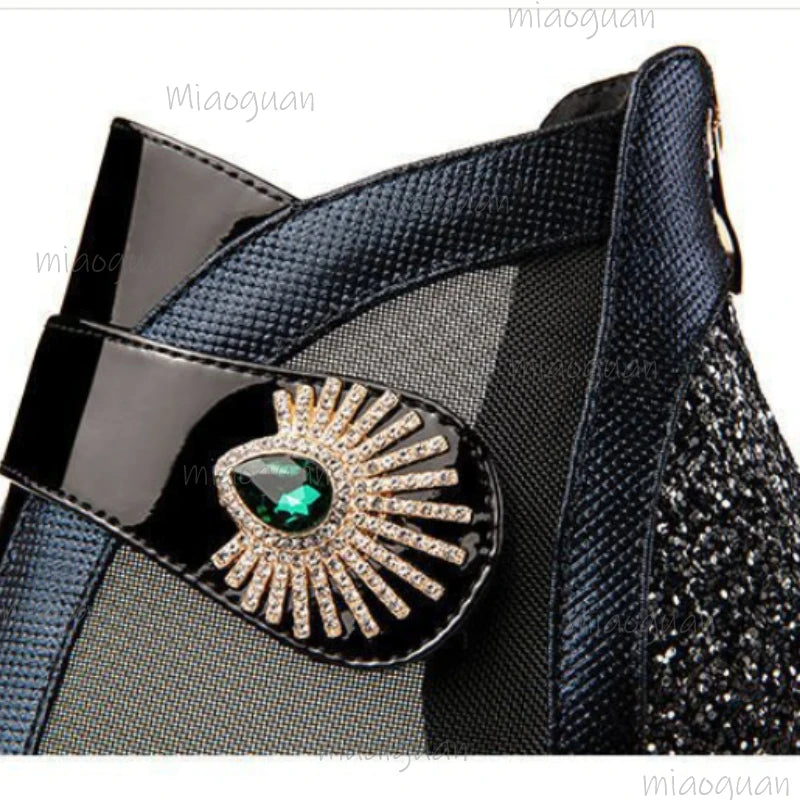 Color Block Rhinestone High Heel Pumps – Pointed Toe Side Zip High Heel Pumps Axl