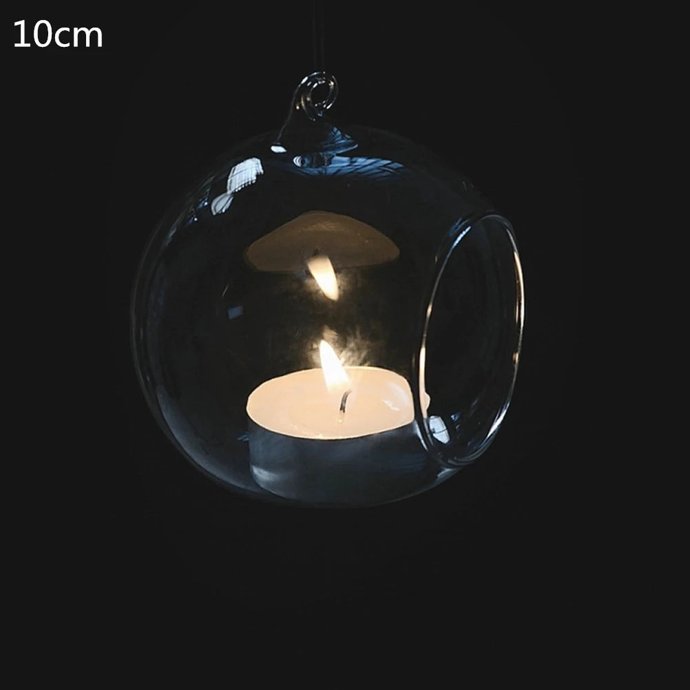 Hanging Clear Glass Terrarium Tea Light Candle Holder – Bubble Globe Glass Candle Holder Axl 10cm