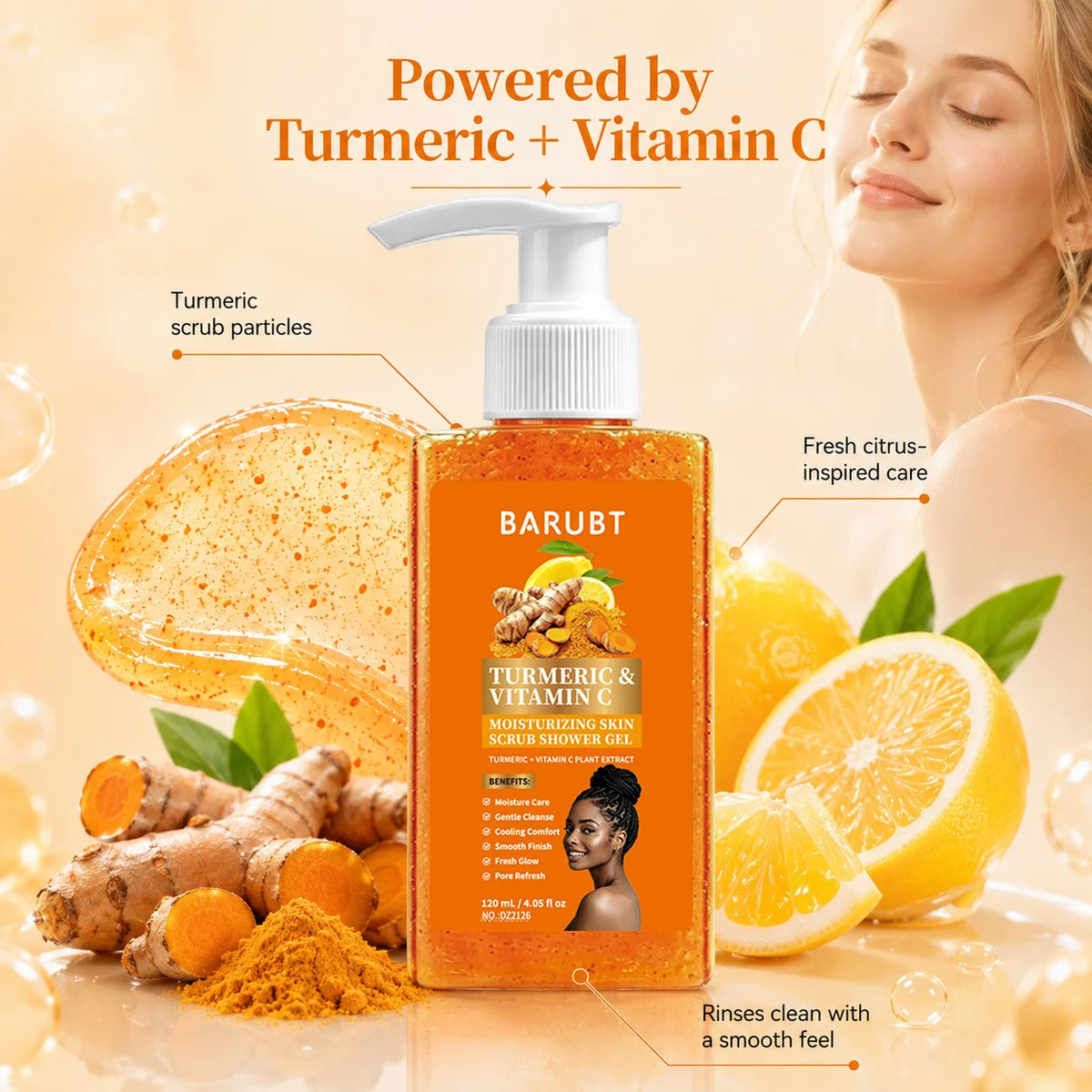 Turmeric Vitamin C Brightening Body Wash – Exfoliating Shower Gel Brightening Shower Gel Axl
