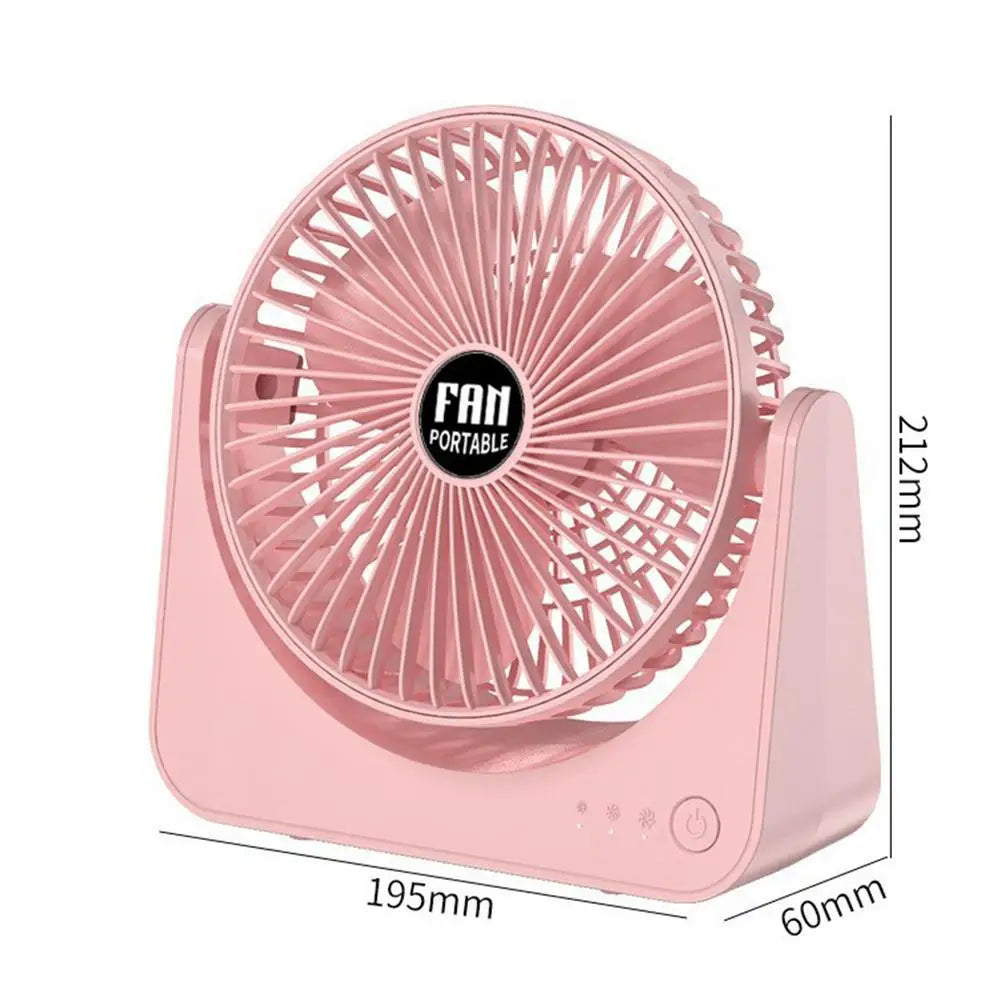 USB Rechargeable Mini Desk Fan – 3-Speed Quiet Table Fan Mini Desk Fan Axl Pink