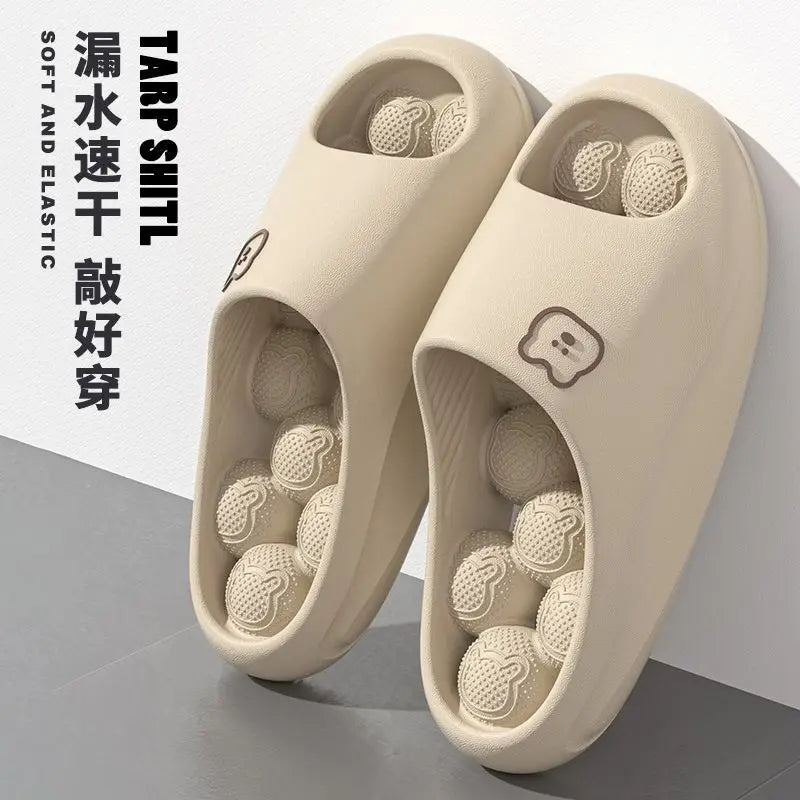 Women's Massage Platform Slides – Hollow Out Bathroom Slippers Massage Platform Slides Axl Khaki 36-37