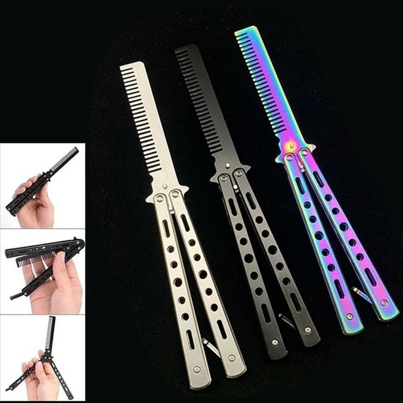 Stainless Steel Butterfly Comb – Folding Practice Swing Comb Butterfly Practice Comb Axl