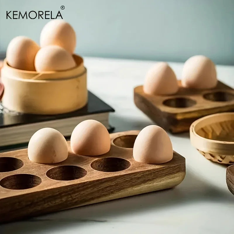 KEMORELA Wooden Egg Storage Box – Multi-Compartment Organizer Egg Storage Organizer Axl