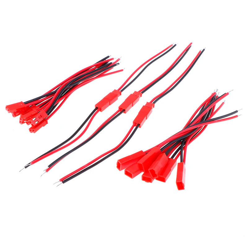10 Pairs JST 2-Pin Male Female Connector 22 AWG Wire RC LED Wire Connector Kit Axl
