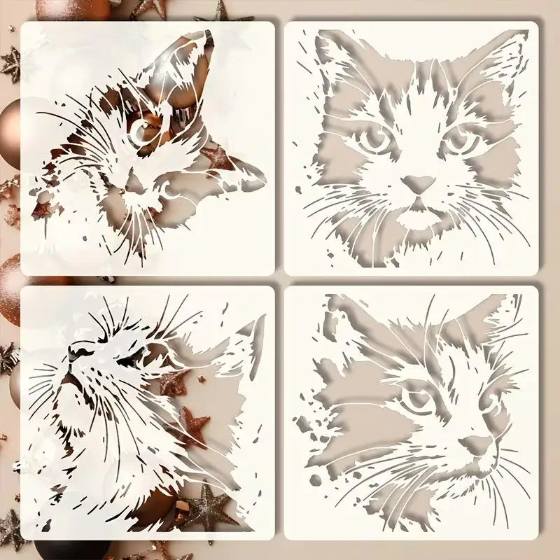 4-Pack Reusable Cat Stencils – DIY Kitten Painting Templates Craft Stencil Set Axl Default Title
