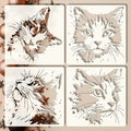 4-Pack Reusable Cat Stencils – DIY Kitten Painting Templates Craft Stencil Set Axl Default Title