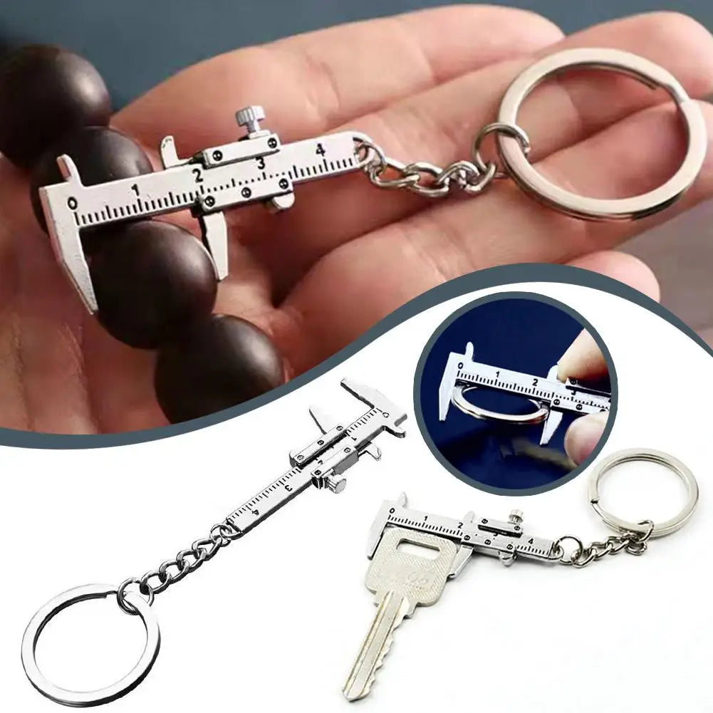 Mini Vernier Caliper Keychain – Stainless Steel Novelty Pendant Novelty Keychain Axl