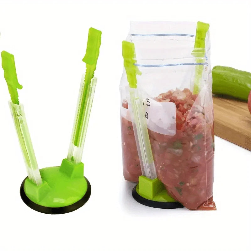 Plastic Bag Holder & Food Storage Bag Clip | Kitchen Gadget Food Storage Clip Axl Green