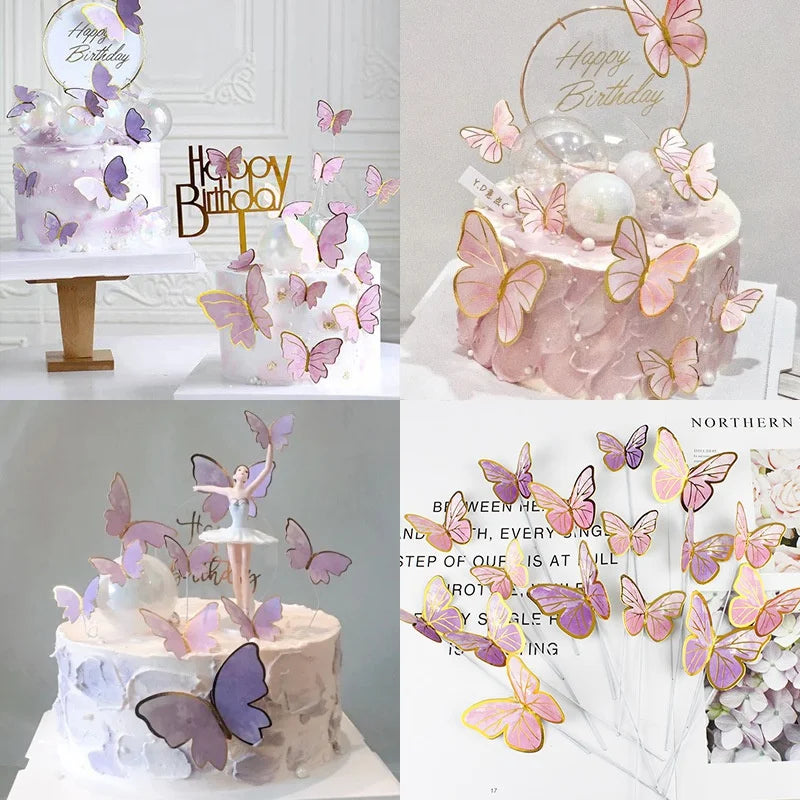 10-Piece Butterfly Cake Toppers – Gilt-Edge Birthday & Wedding Cake Topper Set Axl