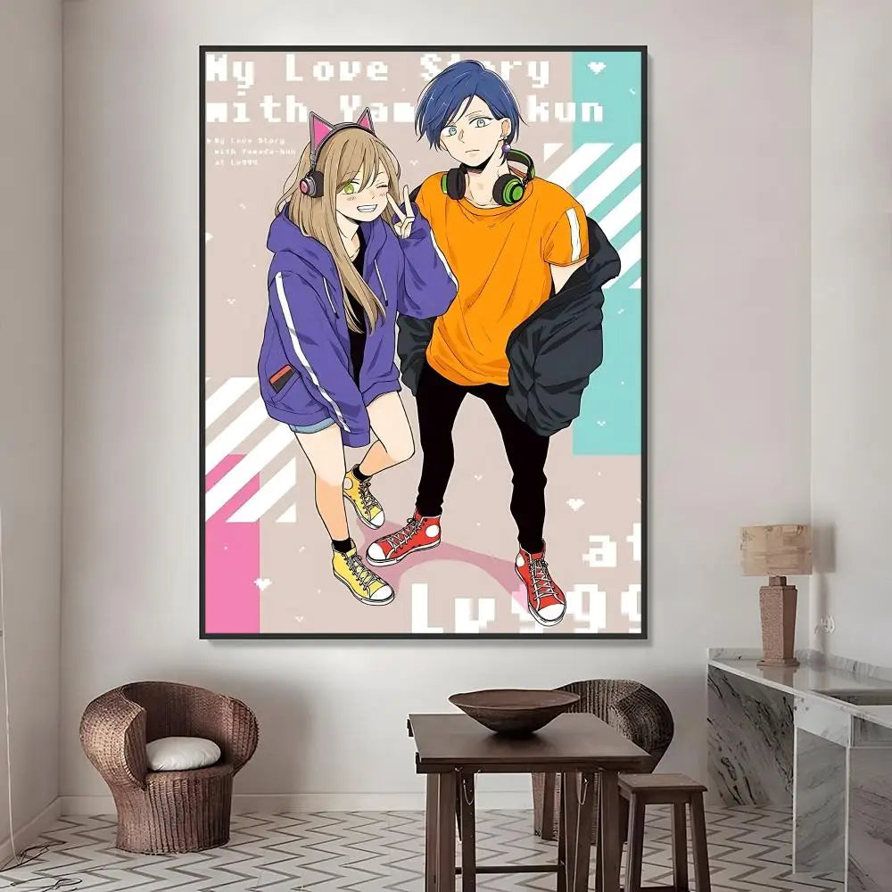 Yamada-kun at Lv999 Anime Poster HD Waterproof PVC Wall Sticker Anime Wall Sticker Axl White06 60X90cmNoframe