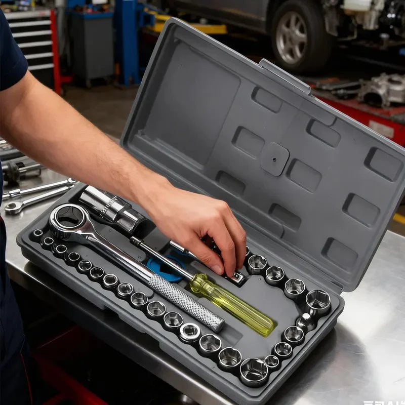 40-Pc Auto Socket Wrench Set – Car Repair Tool Kit Socket Wrench Set Axl
