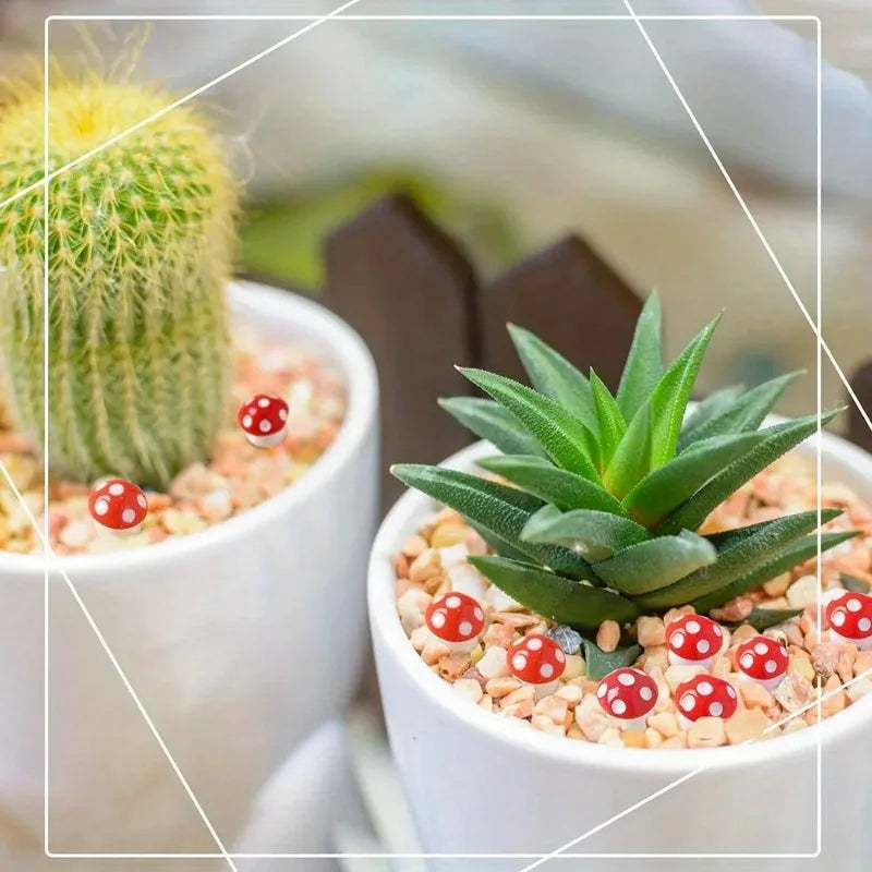 50 Mini Resin Mushroom Figurines – Terrarium & Garden Décor Garden Figurines Axl