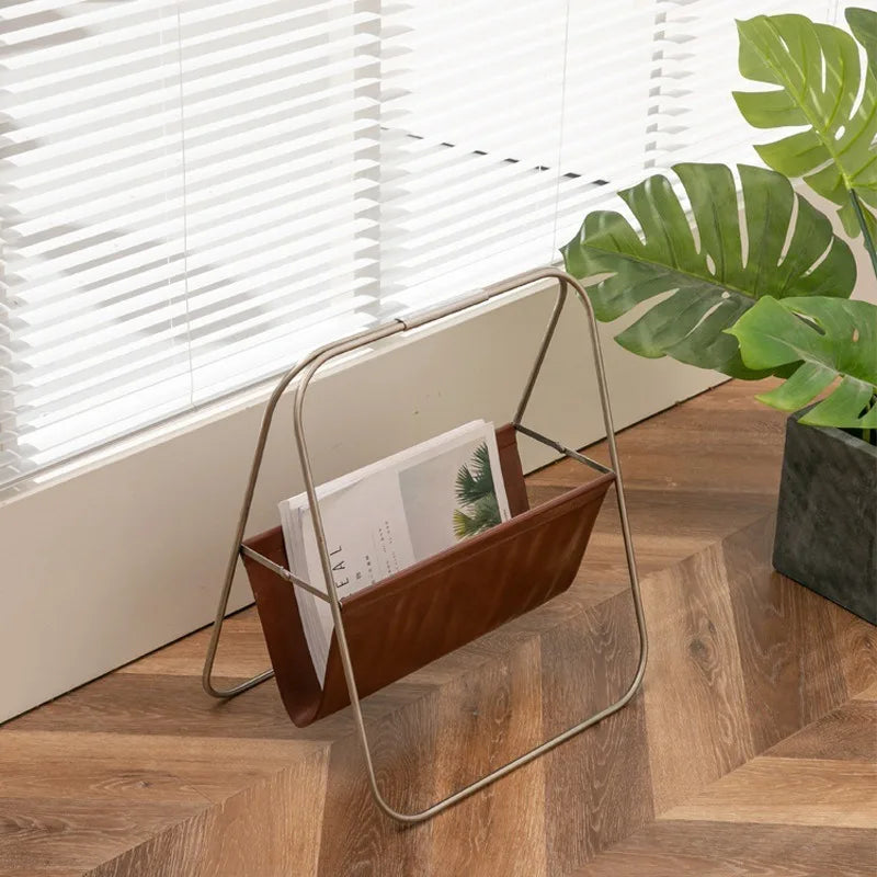Nordic Leather & Steel Folding Shelf Organizer | Storage Rack Folding Storage Shelf Axl