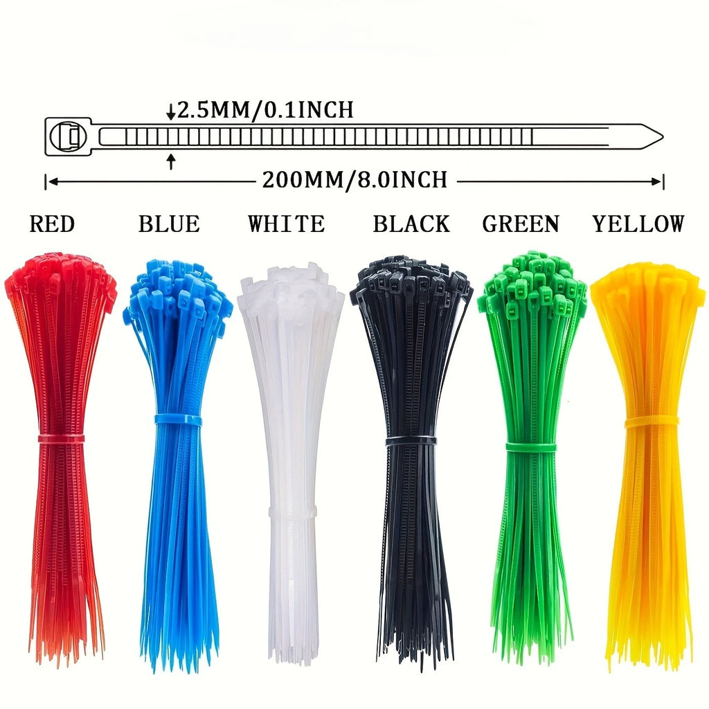 300-Pack Colored Nylon Zip Ties – Self-Locking Cable Ties Nylon Zip Ties Axl