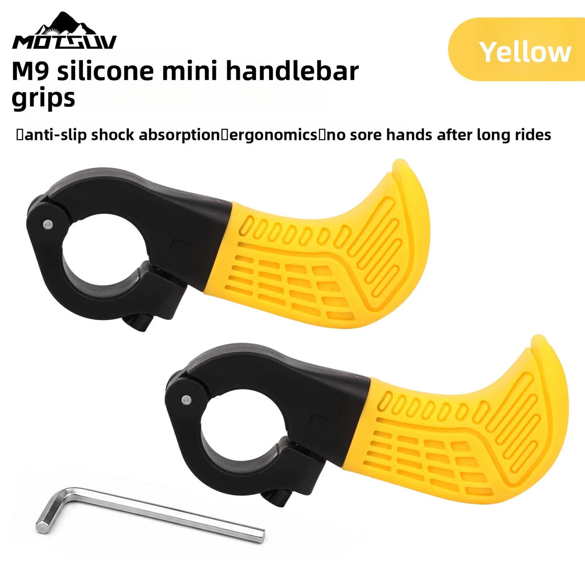 Silicone Mini Bar Ends – Anti-Slip Lock-On Bicycle Grips Bicycle Bar Ends Axl Yellow