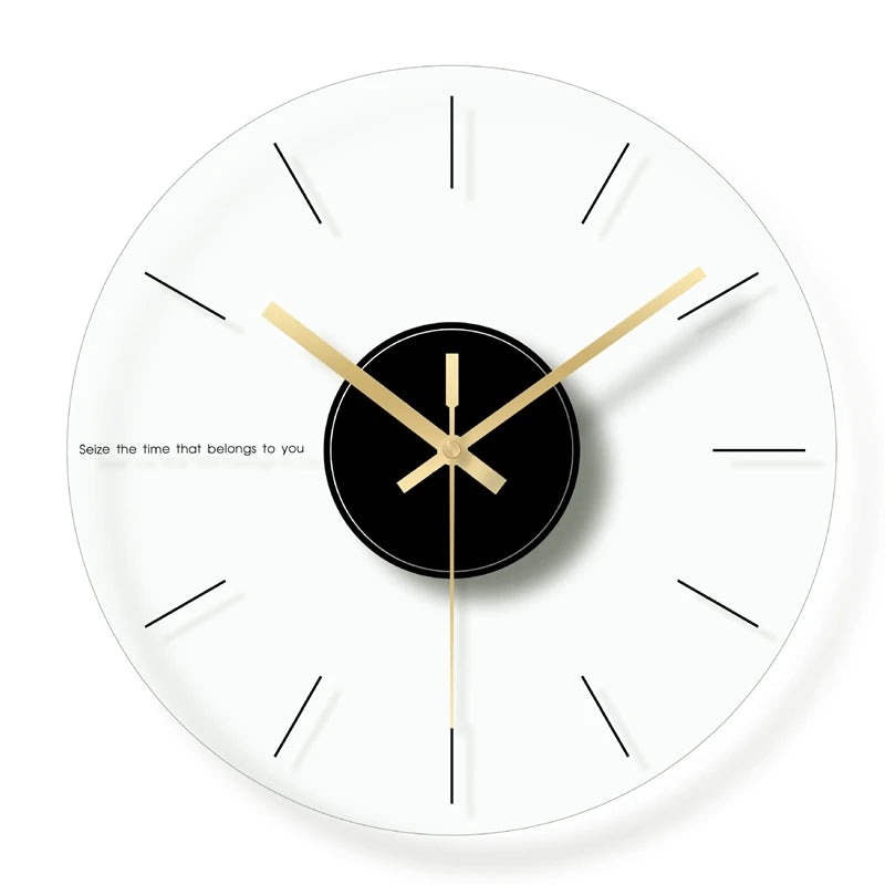 Nordic Glass Wall Clock – Silent Quartz 30cm Transparent Modern Wall Clock Axl Red 12 inch