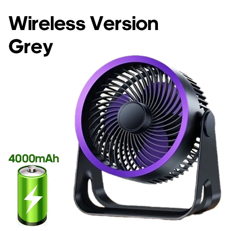 Wireless Portable Electric Fan – Desktop, Wall & Ceiling Use Portable Electric Fan Axl 4000mAh Grey