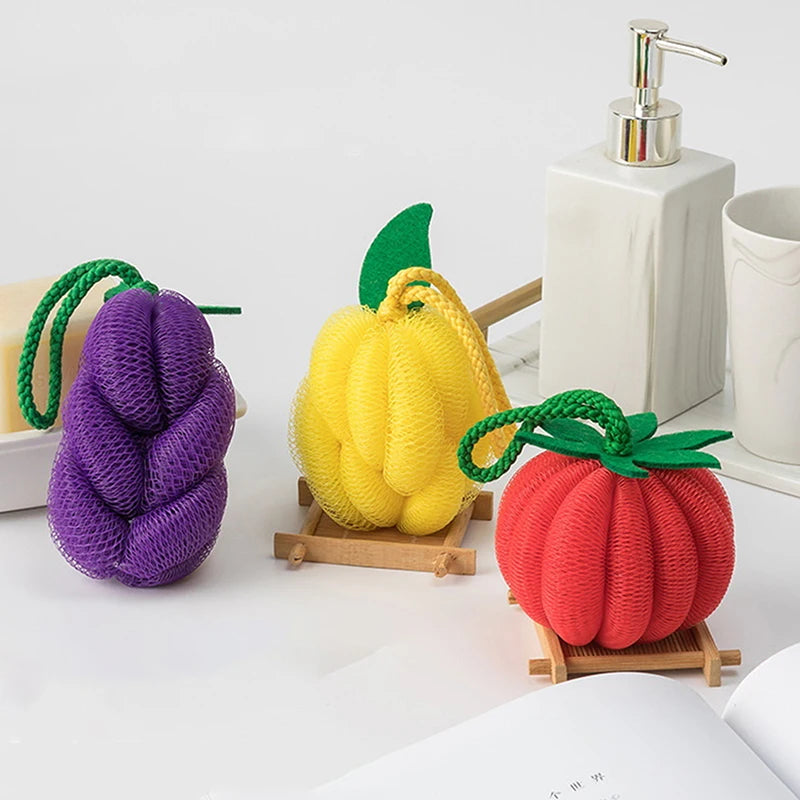 Fruit & Veggie Bath Sponge – Soft Non-Shedding Bubble Ball Bath Sponge Axl