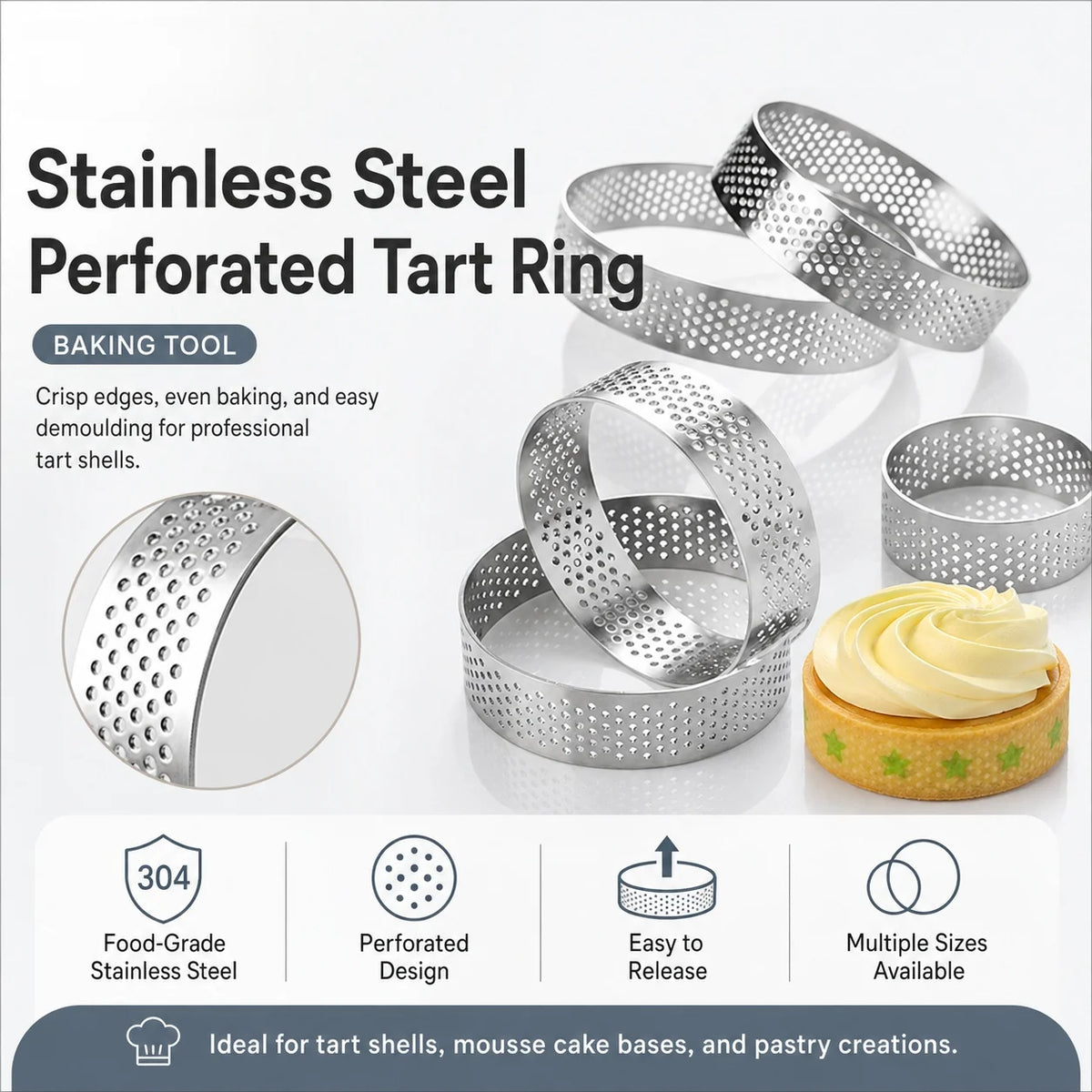 Stainless Steel Tart Ring & Mousse Cake Mold | Baking Tool Cake Mold Ring Axl